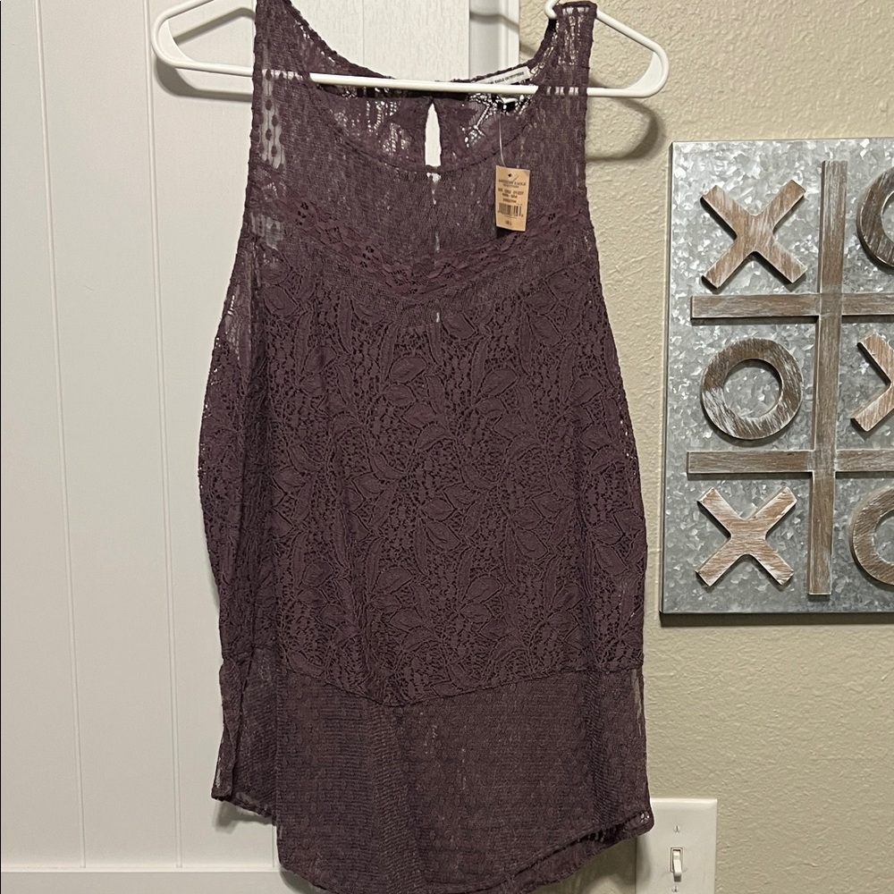 NWT American Eagle Outfitters Lace Tank Top - Dark Purple